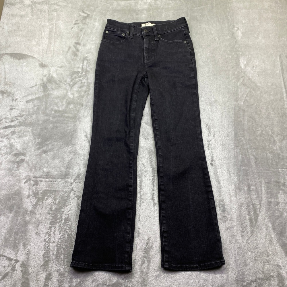 Madewell Mid Rise Kick-Out Bootcut Jeans Black Denim Sz 24 Grunge Western Retro